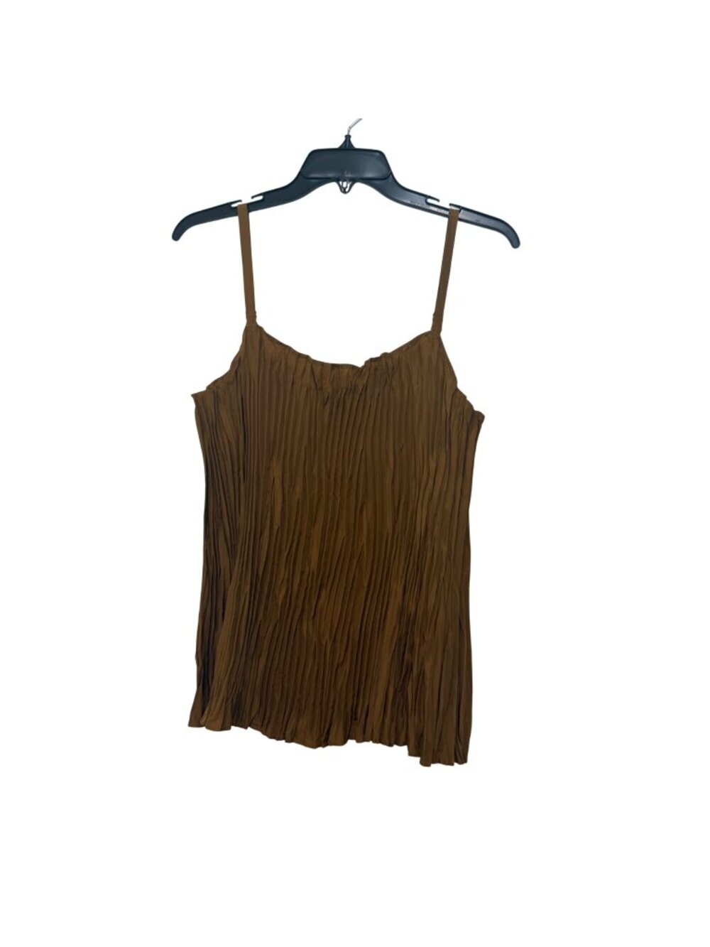 Eileen Fisher Women Brown Crushed Silk Sleeveless Camisole Tank Top Size M